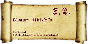 Blayer Miklós névjegykártya